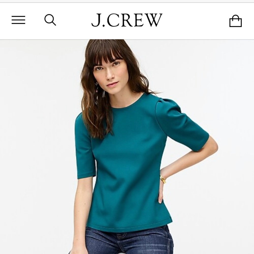 J Crew - Puff Sleeve Ponte Shirt